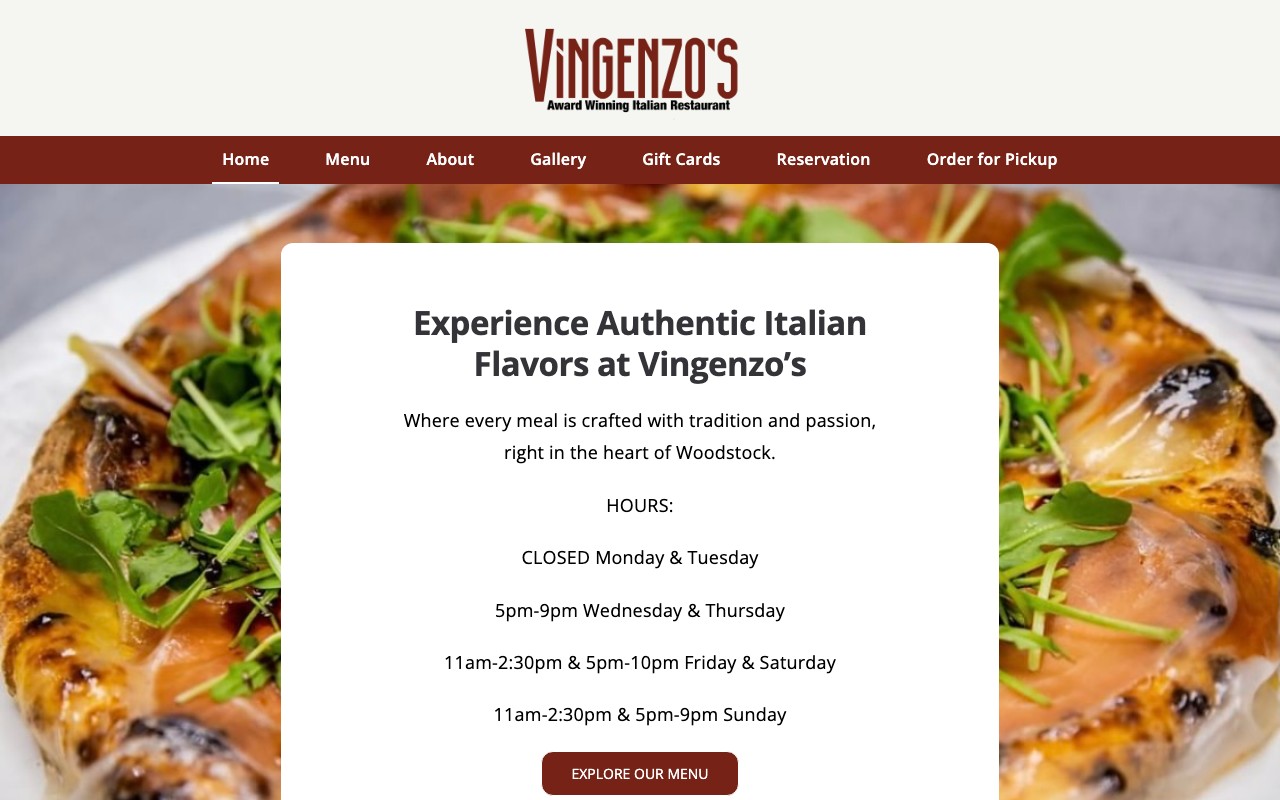 Screenshot do site Vingenzo's