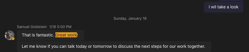 Slack message from Samuel Goldstein